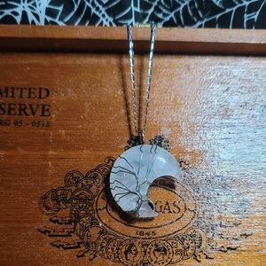 Quartz Crescent Tree Of Life Wirewrapped Pendant